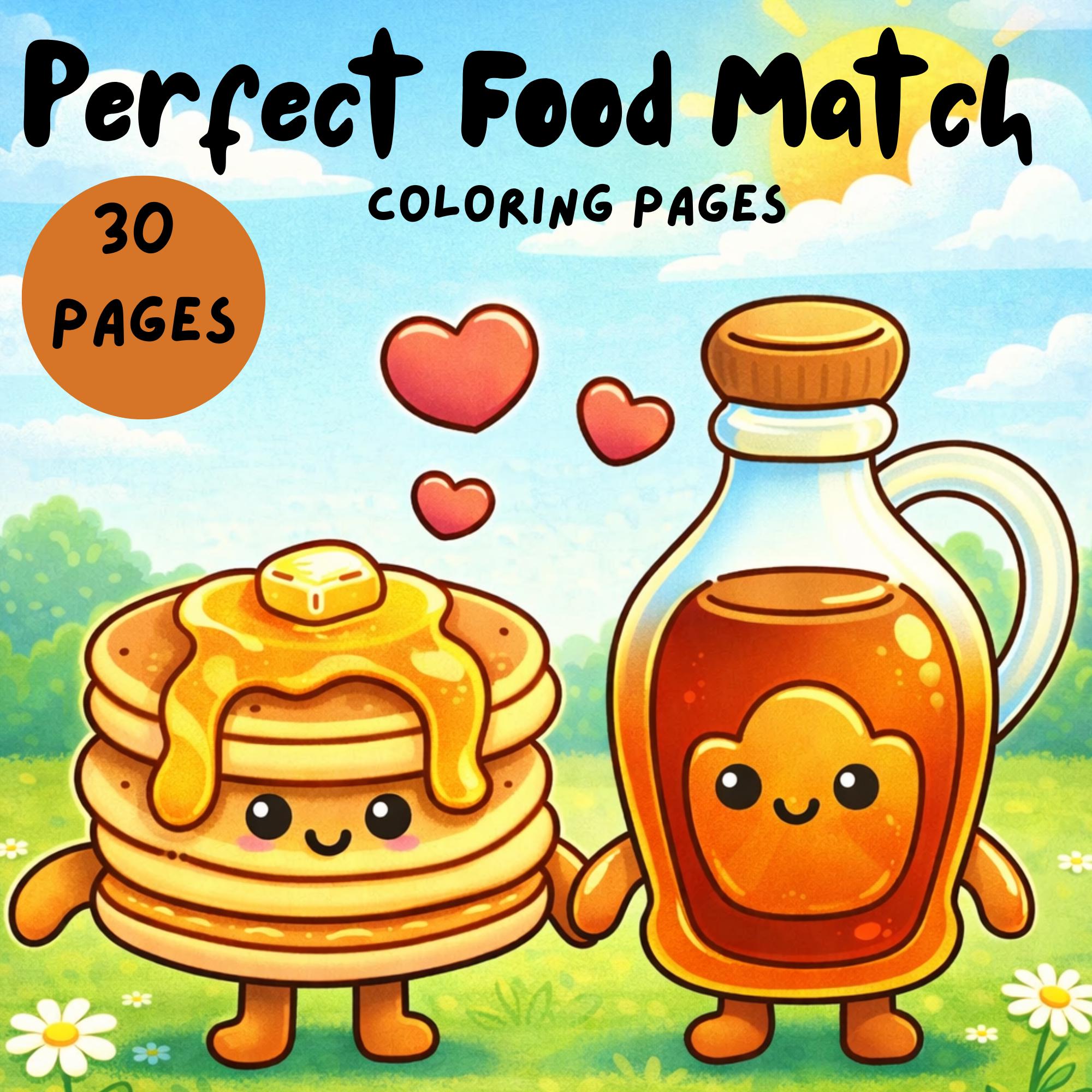 Food Match Coloring Book, 30 Cozy Pages (PDF File) Perfect for Pancake ...
