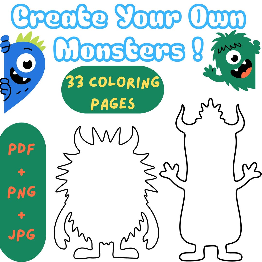 Create Your Own Monsters Coloring Pages | 33 Printable Monster Designs ...