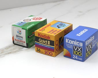 Vintage 35 mm-filmbundel 3 films - Kodak Gold II - Fuji Super G - Konica VX100