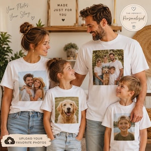 Anpassad T-shirt med bild Ladda upp ditt eget foto T-shirt Tryck fram och bak Personlig logotyp T-shirt med vänster bröst Anpassad design