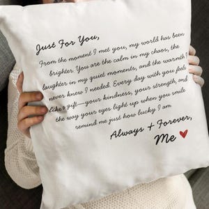 Funda de almohada con carta de amor, escritura romántica, regalo de aniversario, regalo de boda, propuesta de matrimonio, regalo de compromiso, nota sincera, sentimental