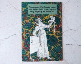 Sale shopping humour card - Pride and Prejudice - Jane Austen - Lydia Bennet with an ugly bonnet
