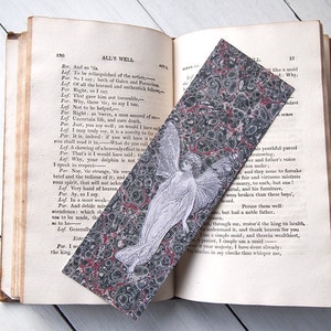 Titania A Midsummer Night's Dream bookmark.  Marbled endpaper from an 1809 edition of Shakespeare's works with a Gordon Browne illustration.