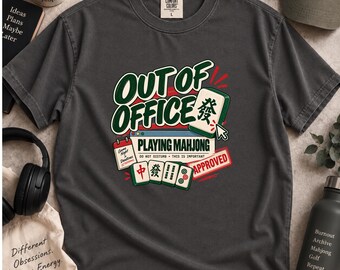 Funny Mahjong T-Shirt, Out of Office Game Night Tee, Retro Graphic Player Gift