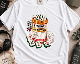 Funny Mahjong Prescription T-Shirt, Game Night Gift, Retro Graphic Tee