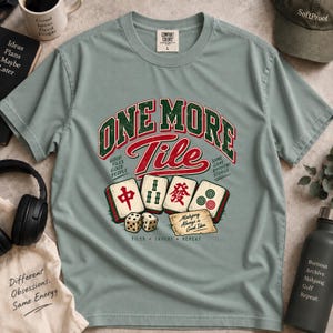 Mahjong-Shirt, „Noch ein Spielstein“-T-Shirt, Vintage-Geschenk für Mahjong-Spieler, Retro-Spielabend-T-Shirt