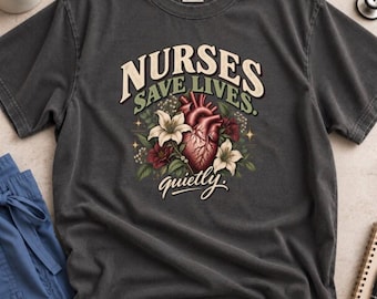 Nurses Save Lives Vintage Nurse T-Shirt, Heart Illustration