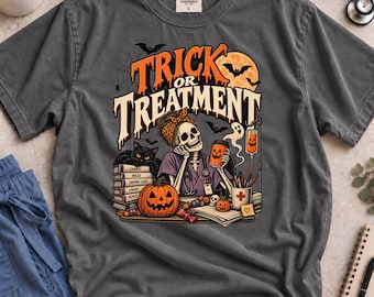 Trick or Treatment Halloween Nurse T-Shirt, Funny Healthcare Humor Tee