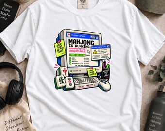 Funny Mahjong Player Tee, Retro Computer Game Night Shirt (Comfort Colors)