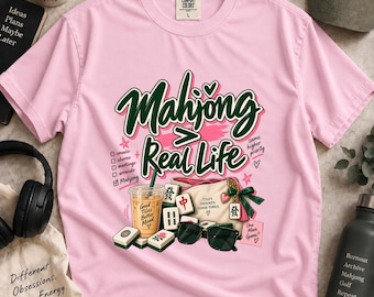 Funny Mahjong > Real Life T-Shirt, Game Night Tee, Mahjong Lover Gift