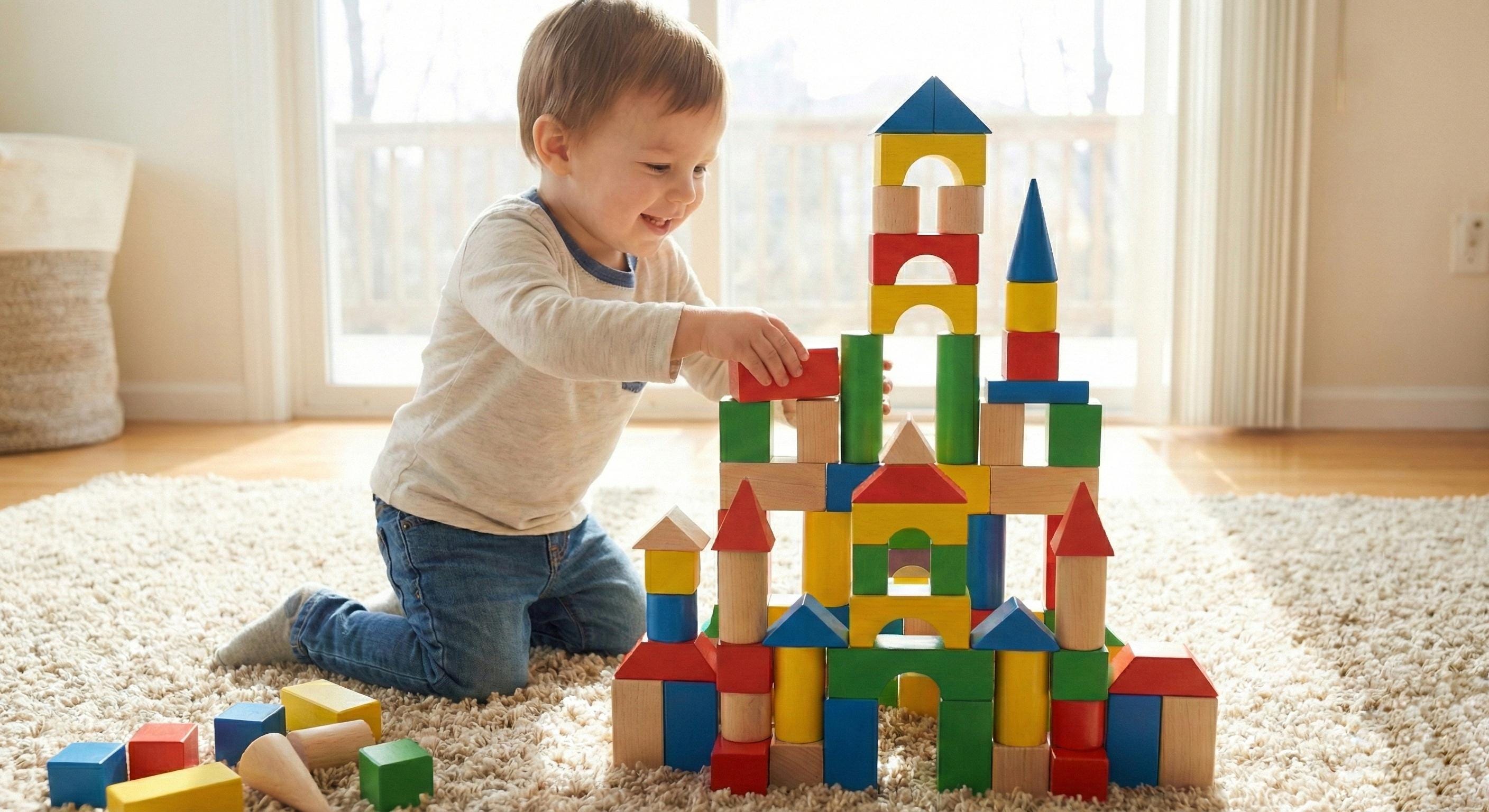 50-piece Wooden Building Blocks – Montessori Stacking Toy, Castle Kit ...