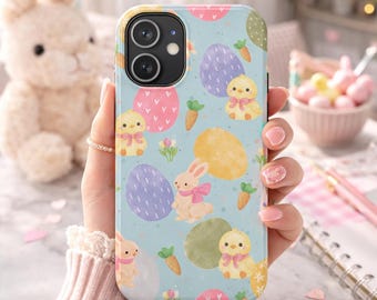 Easter Chicks Bunnies Phone Case | Pastel Spring Egg Bunny Tough Case