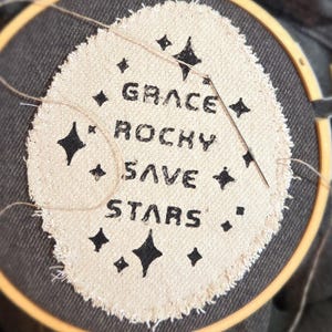Grace Rocky Save Stars Hand-Printed Handmade Sew-On Patch Inspired by Project Hail Mary
