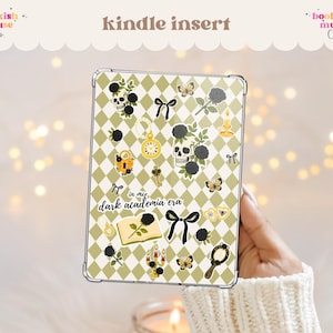 Inserto Kindle Dark Academia / Inserto per e-reader libresco / Estetica di lettura accogliente / Decorazione Kindle per lettori romantici / Download digitale