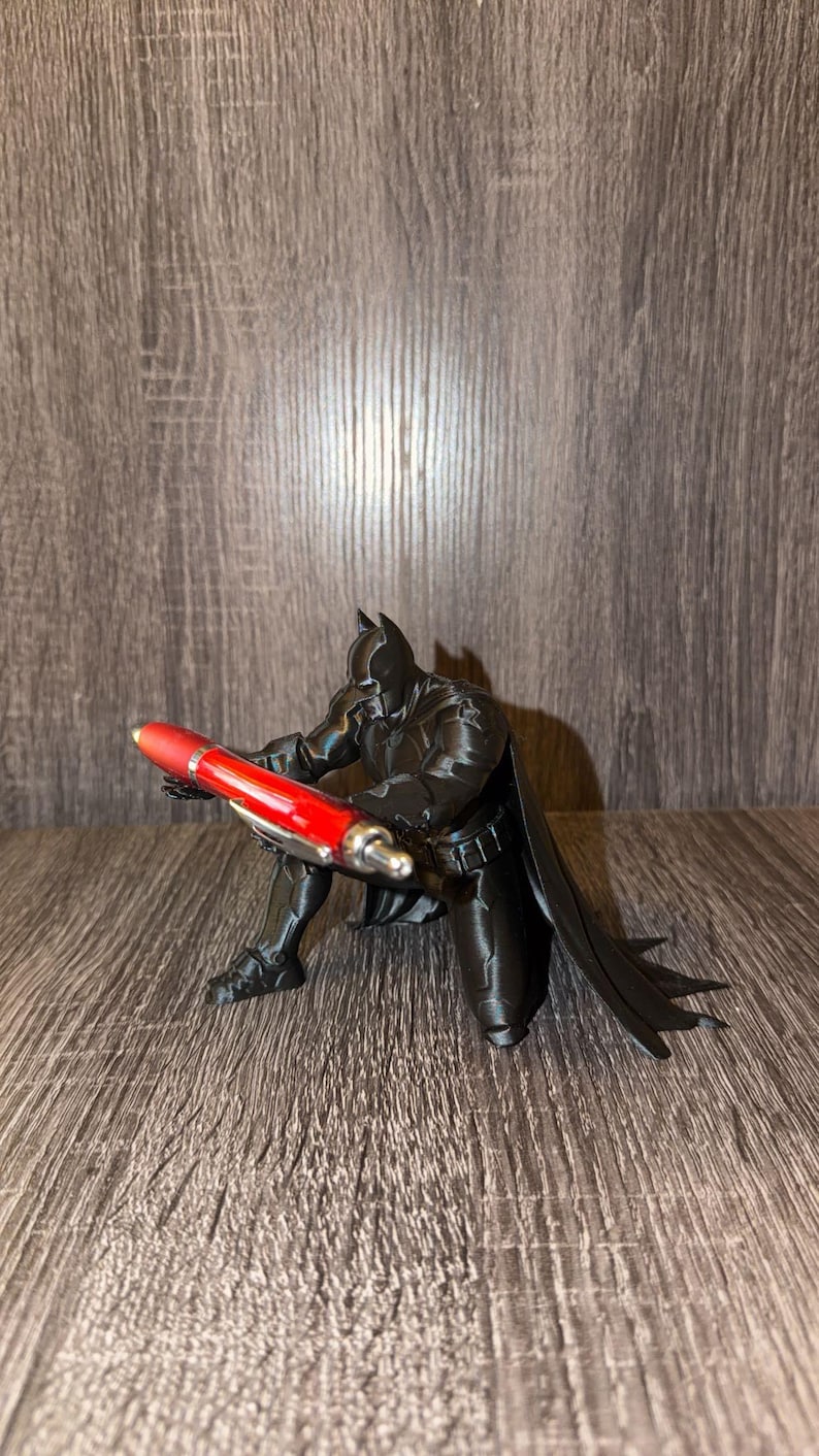 Dark Knight Pen Holder | 3D Printed Desk Organizer | Superhero Office Accessory image 1