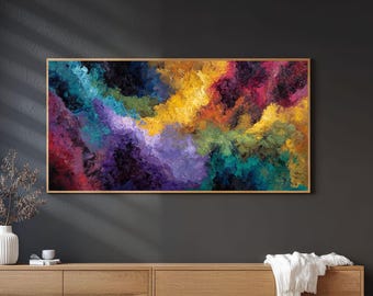 Arte abstracto texturizado y colorido, decoración de pared moderna en 3D para la sala de estar.