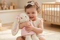 Personalized Bunny Plush,Custom Name Embroidered Rabbit Stuffed Animal,Baby Shower Gift,Newborn Keepsake,1st birthday Gift for Kids