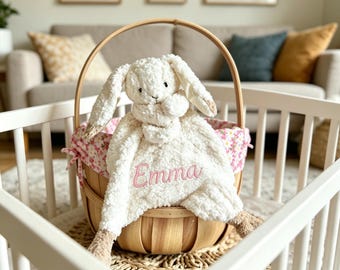 Serviette brodée personnalisée pour le confort de bébé, couverture de sécurité pour animaux, tétine bébé Lovey avec prénom personnalisé
