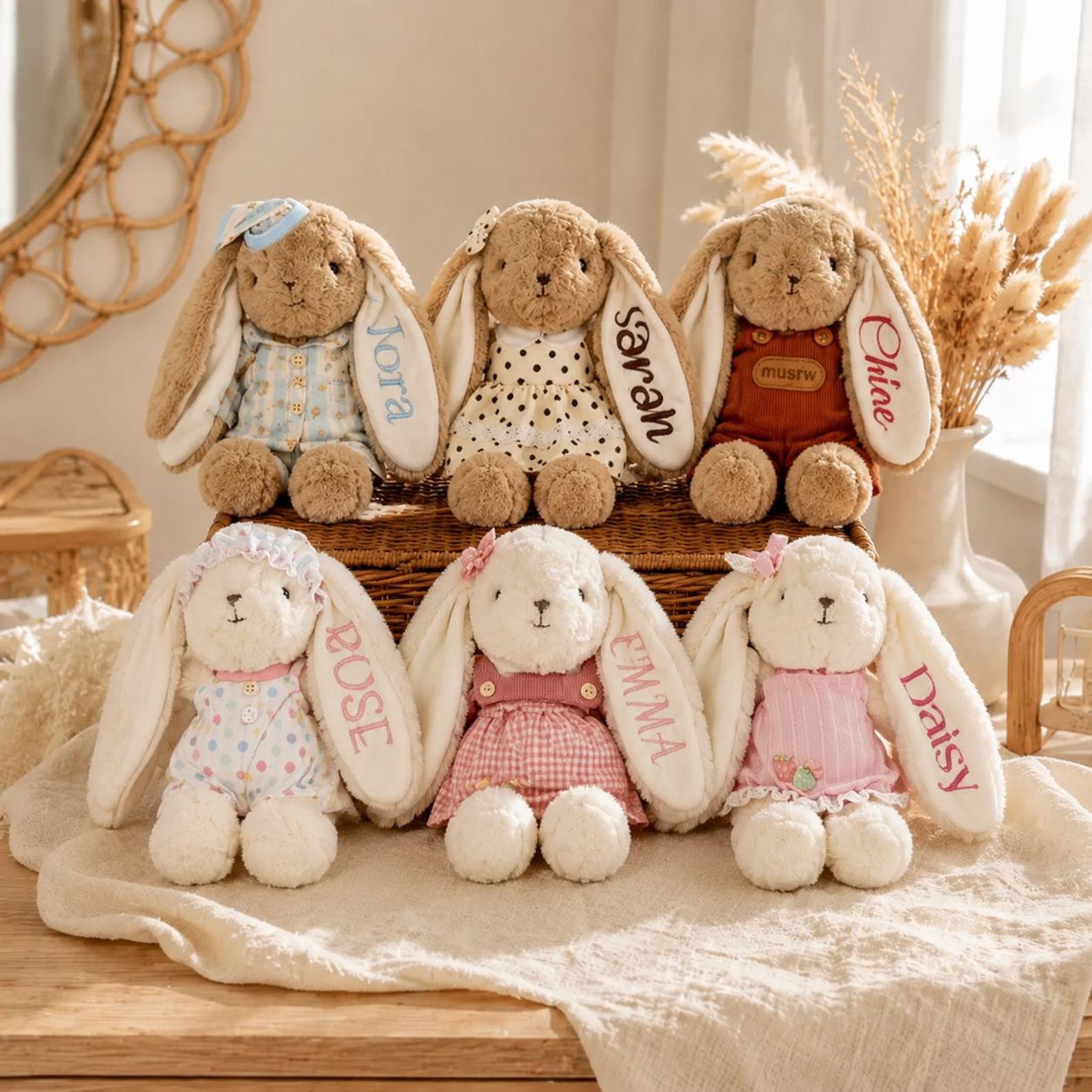 Personalized Newborn Keepsake Bunny Plush,Custom Name Rabbit Stuffed Animal,Baby Shower Gift,New Baby Lovey