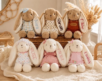 Gepersonaliseerd knuffelkonijntje als aandenken voor pasgeborenen, konijnenknuffel met eigen naam, kraamcadeau, knuffel voor de pasgeborene