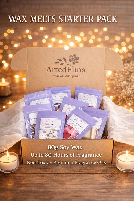 Wax Melts Sampler Box | 8 Scents Soy Wax Melts | Discovery Set Home Fragrance | Try Before You Buy Wax Melts | Handmade Gift Box 80g