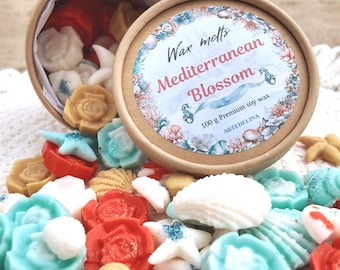 Cialde di cera profumate "Fiori Mediterranei" | Cialde di cera di soia "Oceano Floreale" | Cialde di cera profumate "Estate" | Confezione regalo di cialde di cera profumate "Conchiglie" | Cialde di cera profumate "Costiera"