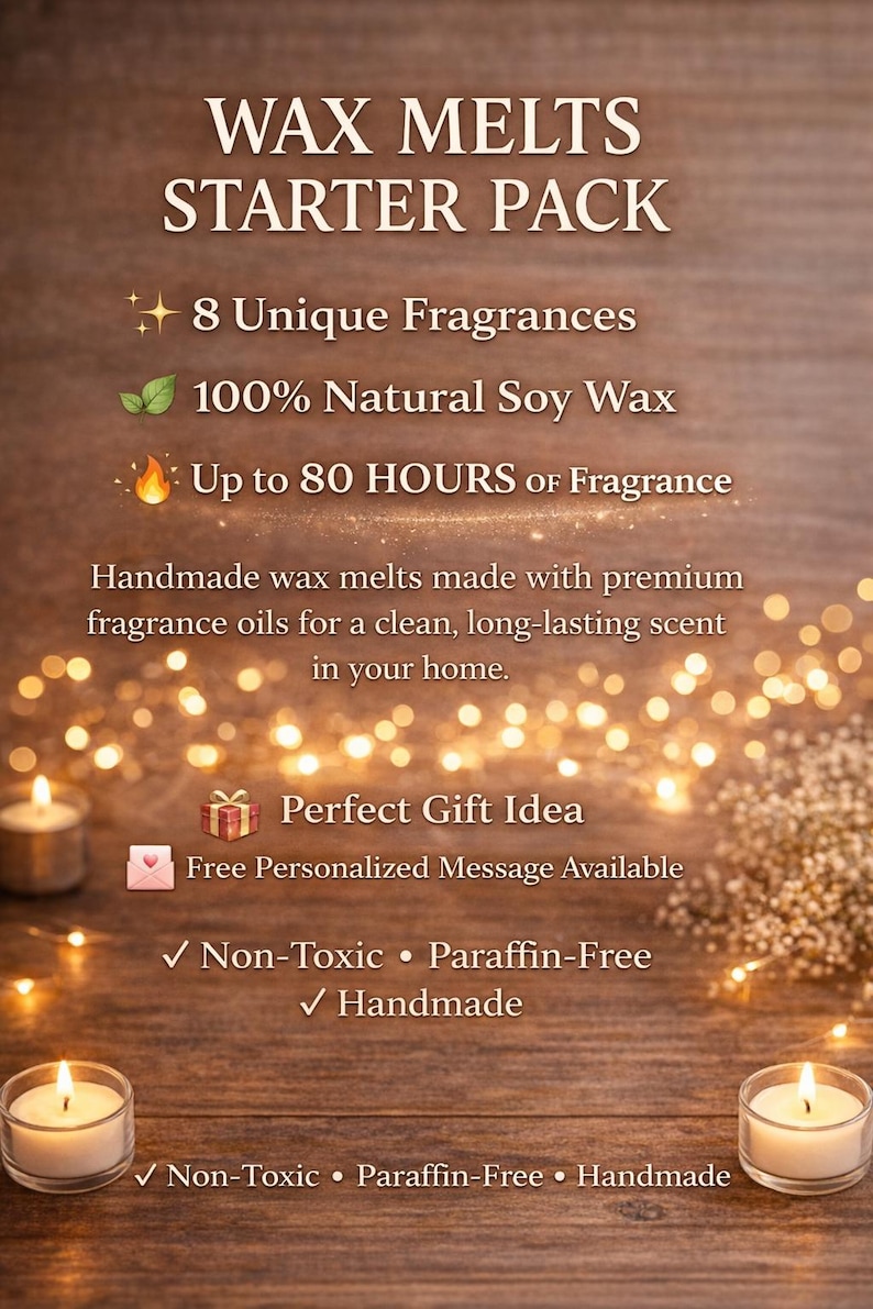 Kit de Amostras de Pastilhas Aromáticas | 8 Aromas de Pastilhas de Cera de Soja | Conjunto de Descoberta de Fragrâncias para Casa | Experimente Antes de Comprar | Caixa de Presente Artesanal 80g imagem 2