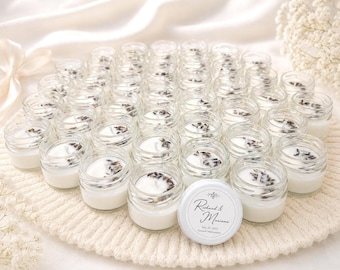 Wedding Favors | 30ml Soy Wax Candle with Dried Lavender and Custom Label