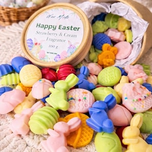 Easter Wax Melts | Strawberry Cream Soy Wax Melts | Spring Home Fragrance | Bunny Egg Shaped Wax Melts | Handmade Easter Decoration