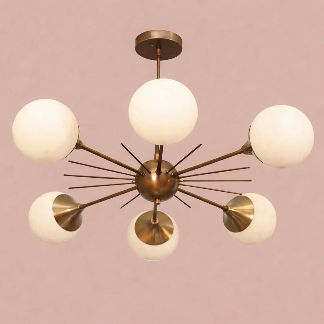Handmade Mid Century Modern Sputnik Chandelier | Brass Globe Pendant ...