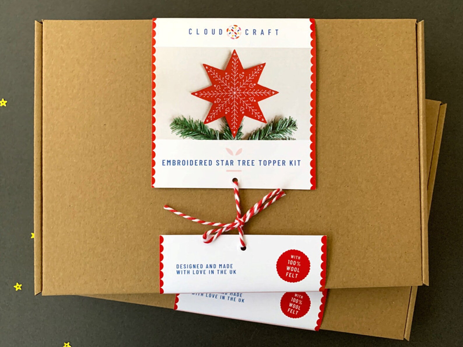 Embroidered Star Tree Topper Kit Wool Felt Kit Christmas Etsy