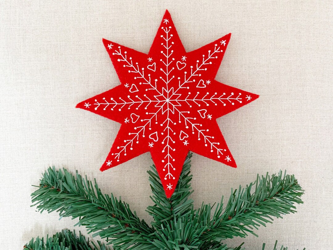 Embroidered Star Tree Topper Kit Wool Felt Kit Christmas Etsy