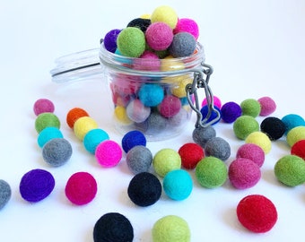 Wool felt balls - 100 pieces - 2cm - Multi-coloured