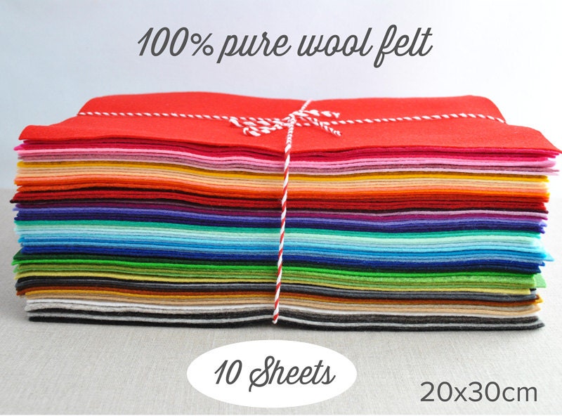 100% wool felt sheets 20x30cm