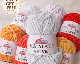 Himalaya Samt Chenille Garn-Bündel, Super voluminöses Plüsch Garn, 5 kaufen, 1 gratis bekommen