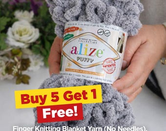 Alize Puffy Loop Wollpaket - Fingerstricken, keine Nadeln (kaufen Sie 5 und bekommen 1 gratis)
