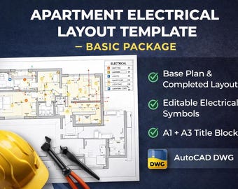 AutoCAD Apartment Electrical Layout Template | Residential Lighting and Power Plan DWG | Editable Blocks & Legend