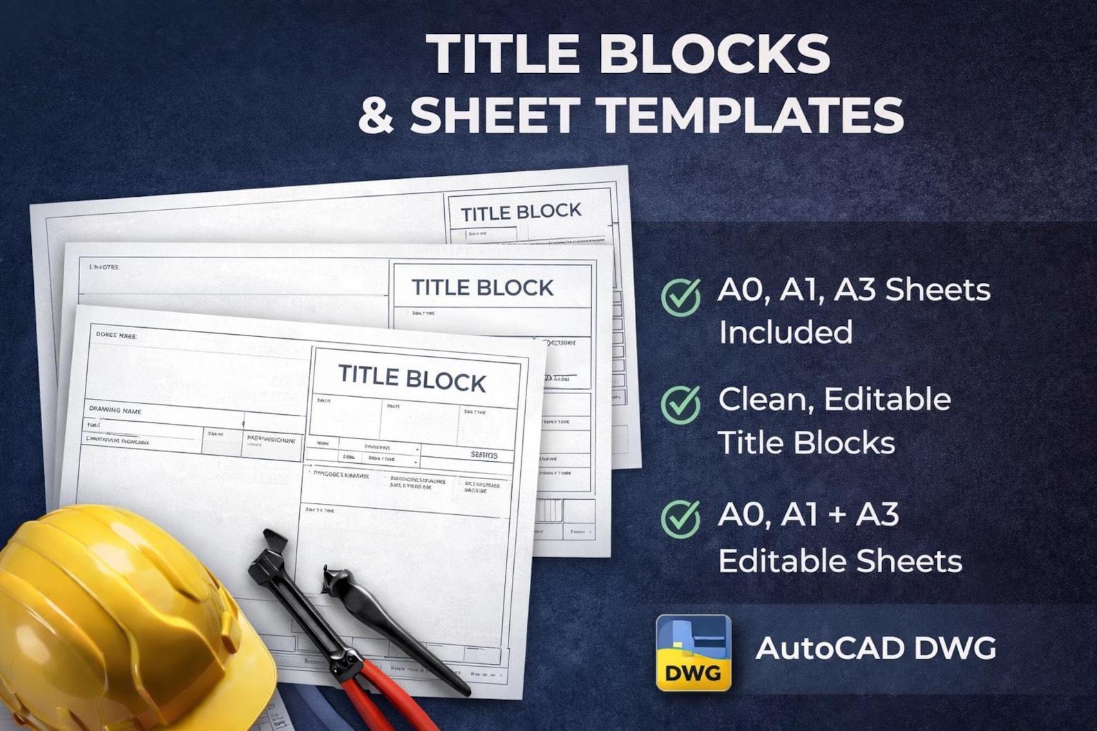 Autocad Drawing Templates A0 A1 A3 Editable DWG Sheets for CAD Project ...