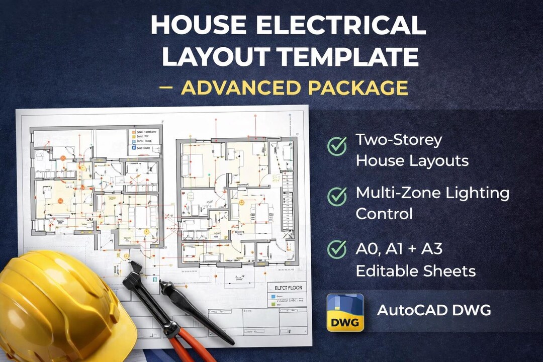 Autocad House Electrical Layout Template | Two-storey Lighting and ...