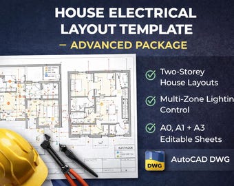 AutoCAD House Electrical Layout Template | Two-Storey Lighting and Power Plan DWG | Advanced Switching & Zones