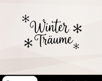 Winter Dreams SVG レタリング、プロッターファイル、ハート付き手書き文字、SVG PNG dxf Cricut Silhouette