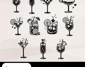 モヒートSVGプロッターファイル - マグカップと枕用のカクテル - 夏の飲み物 - Cricut Silhouette用イラスト - デジタルダウンロードPNG DXF