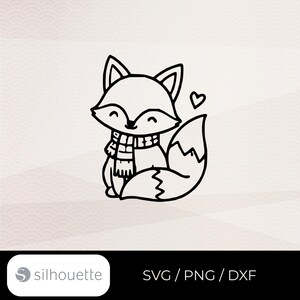 Räv, SVG-plotterfil, Söt hösträv, Höst-/vintermotiv, Cricut-silhuett, PNG/DXF