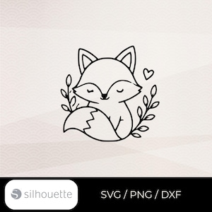 Räv, SVG-plotterfil, Söt hösträv, Höst-/vintermotiv, Cricut-silhuett, PNG/DXF