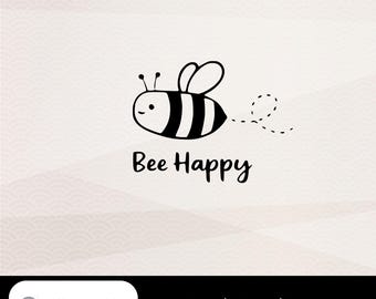 SVGプロッターファイル Bee Happy の格言 SVG セルフケア SVG PNG DXF シルエット ハンドレタリング デコレーション ウォールステッカー Cricut カットファイル