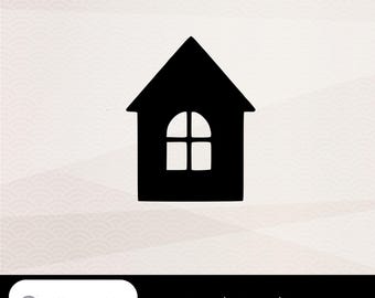 窓のある家SVG、モダンな家のプロッターファイル、ホームデコレーション、SVG PNG dxf、Cricut Silhouetteダウンロード