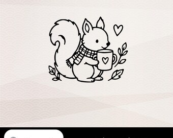 Cute Squirrel SVG,Autumn Animal SVG,Fall Squirrel Cut File,SVG png dxf,Cricut Silhouette