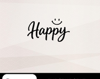 プロッターファイル文字「Happy」SVG PNG DXF シルエット手書き文字装飾ウォールステッカー Cricut