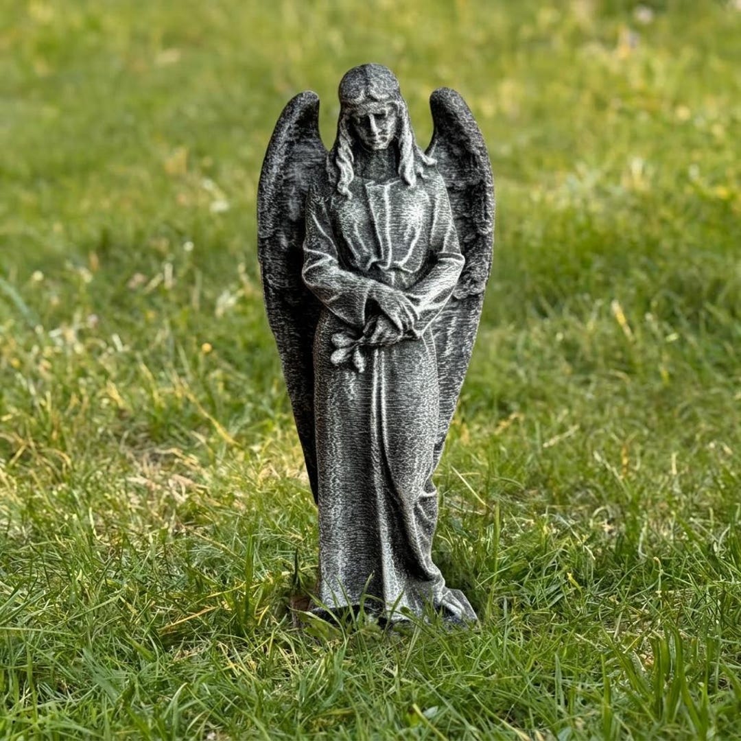Concrete Angel Statue Garden Decor Memorial Guardian Angel Sculpture ...