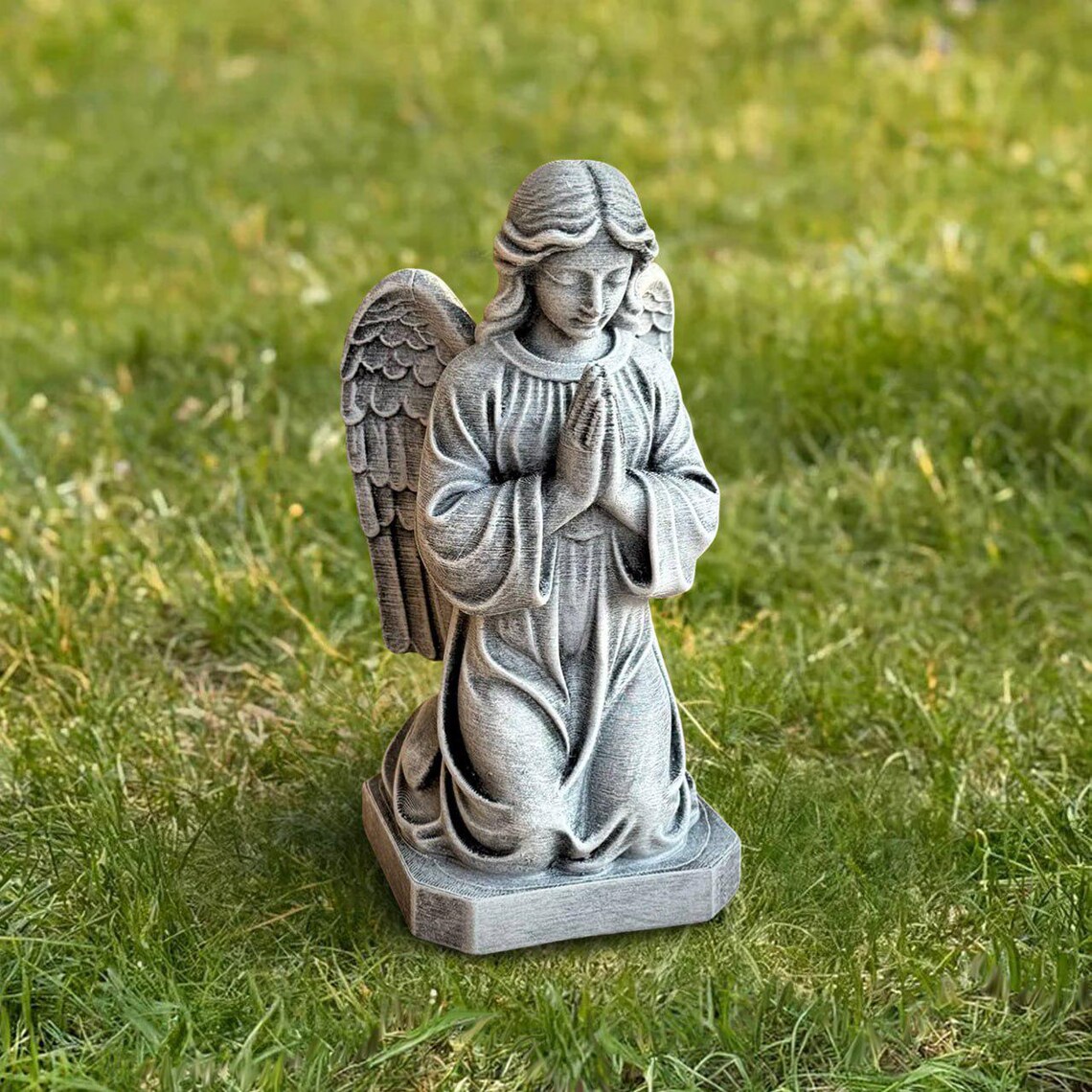 Outdoor Praying Angel Figurine Concrete Guardian Statue Stone Memorial ...